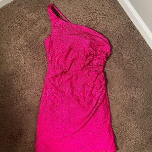 pink one shoulder homecoming dress